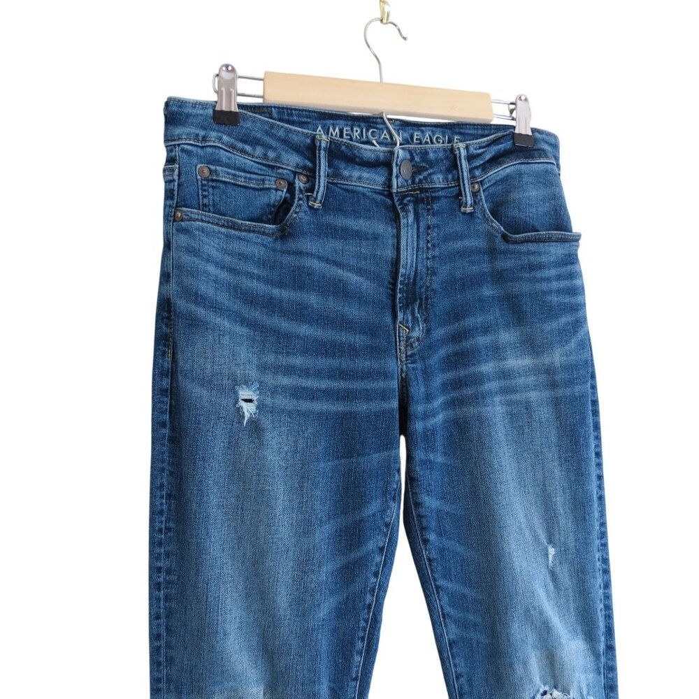 AMERICAN EAGLE Men's Next Level AirFlex Slim Straight Jeans Size 32x34 Distress - Picture 2 of 10
